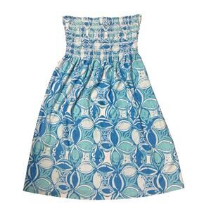 Lilly Pulitzer Strapless Smocked Fish Print Blue Dress